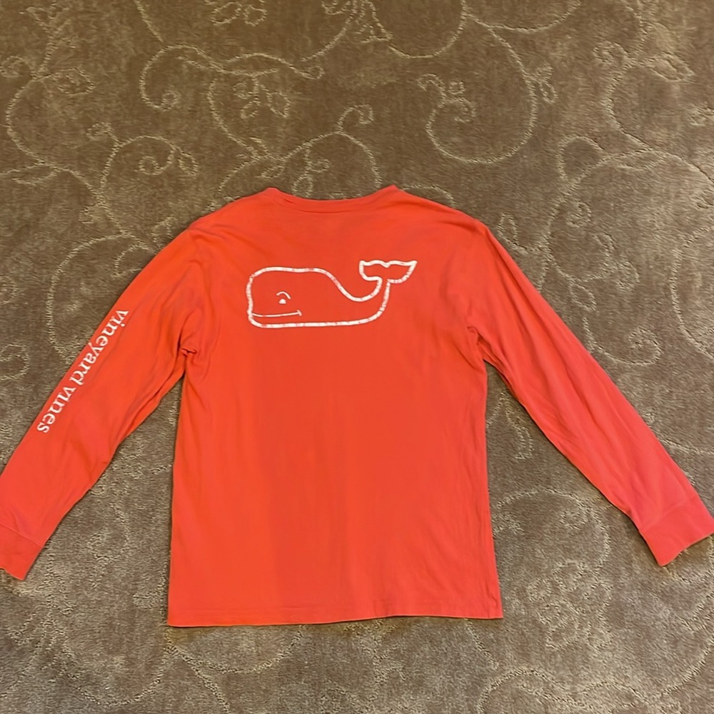 Vineyard Vines youth Large (16-18) salmon longsleeve tshirt, pocket, white whale